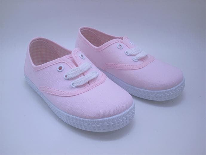 comprar zapatillas lona rosa niños con cordones