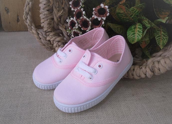 comprar zapatillas lona rosa niños con cordones