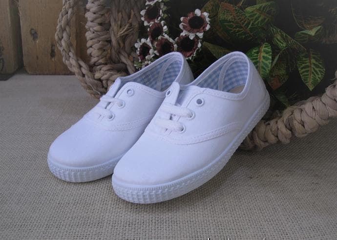 Batilas Zapatillas niños Lona Blanco cordón - Imagen 3