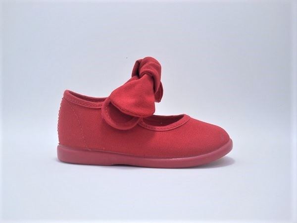Batilas Mary Jane Girl Red Canvas with Bow - Image 1