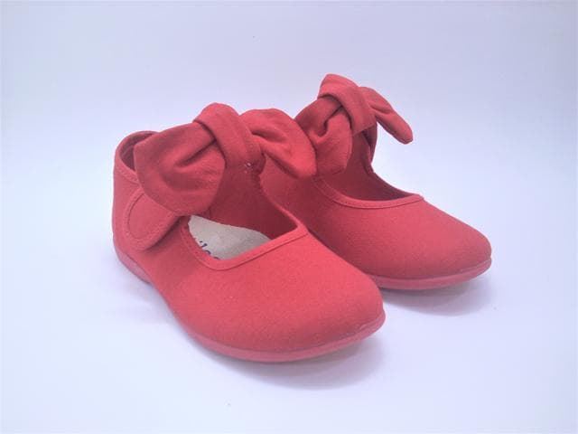 Batilas Mary Jane Girl Red Canvas with Bow - Image 2