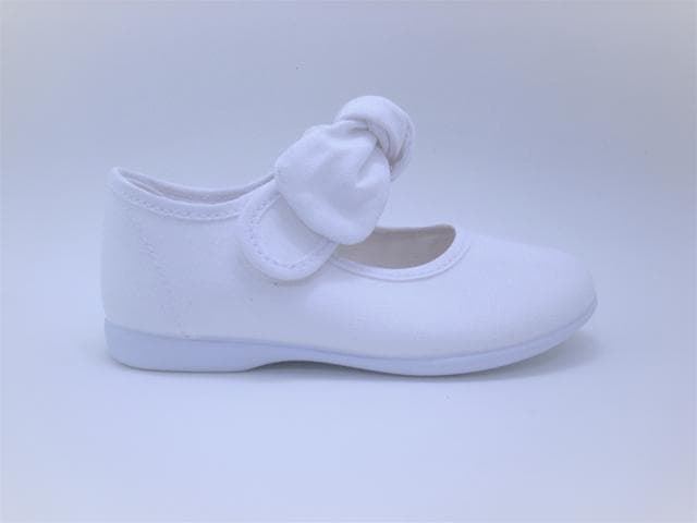 Batilas Mary Janes girl Canvas White with bow - Image 1
