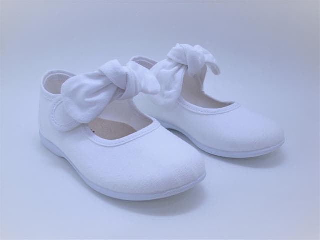 Batilas Mary Janes girl Canvas White with bow - Image 2
