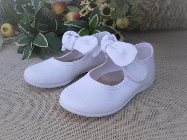 Batilas Mary Janes girl Canvas White with bow - Image 3