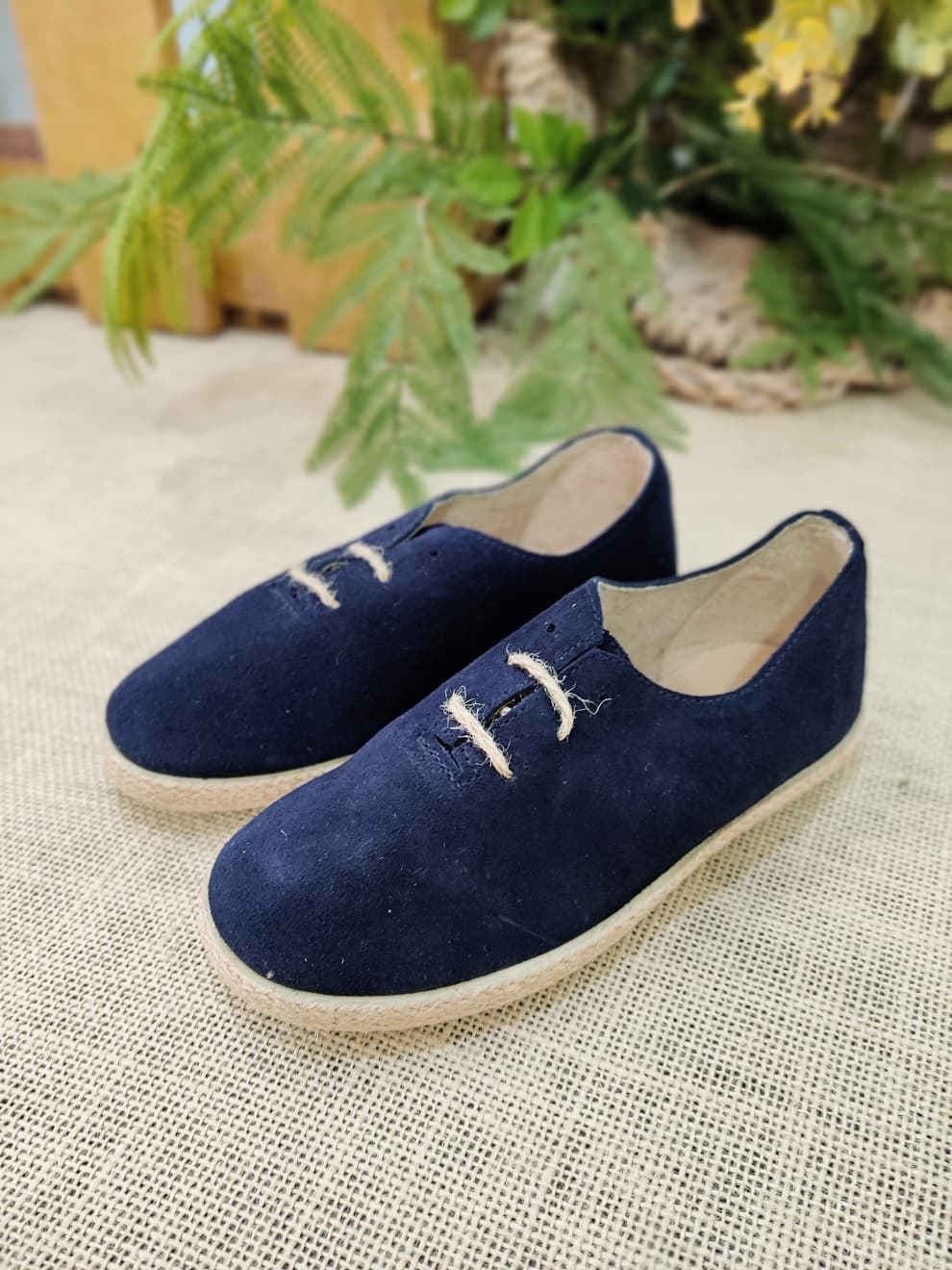 Batilas Navy Blue Suede Children's Jute Style Shoe - Image 5