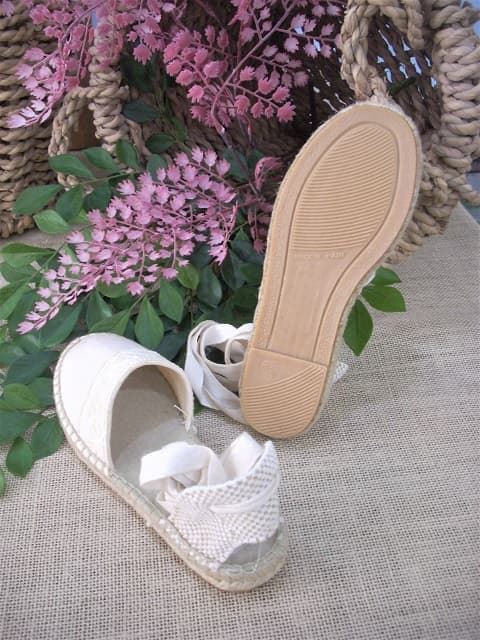 Beige girl espadrilles with ribbons - Image 3