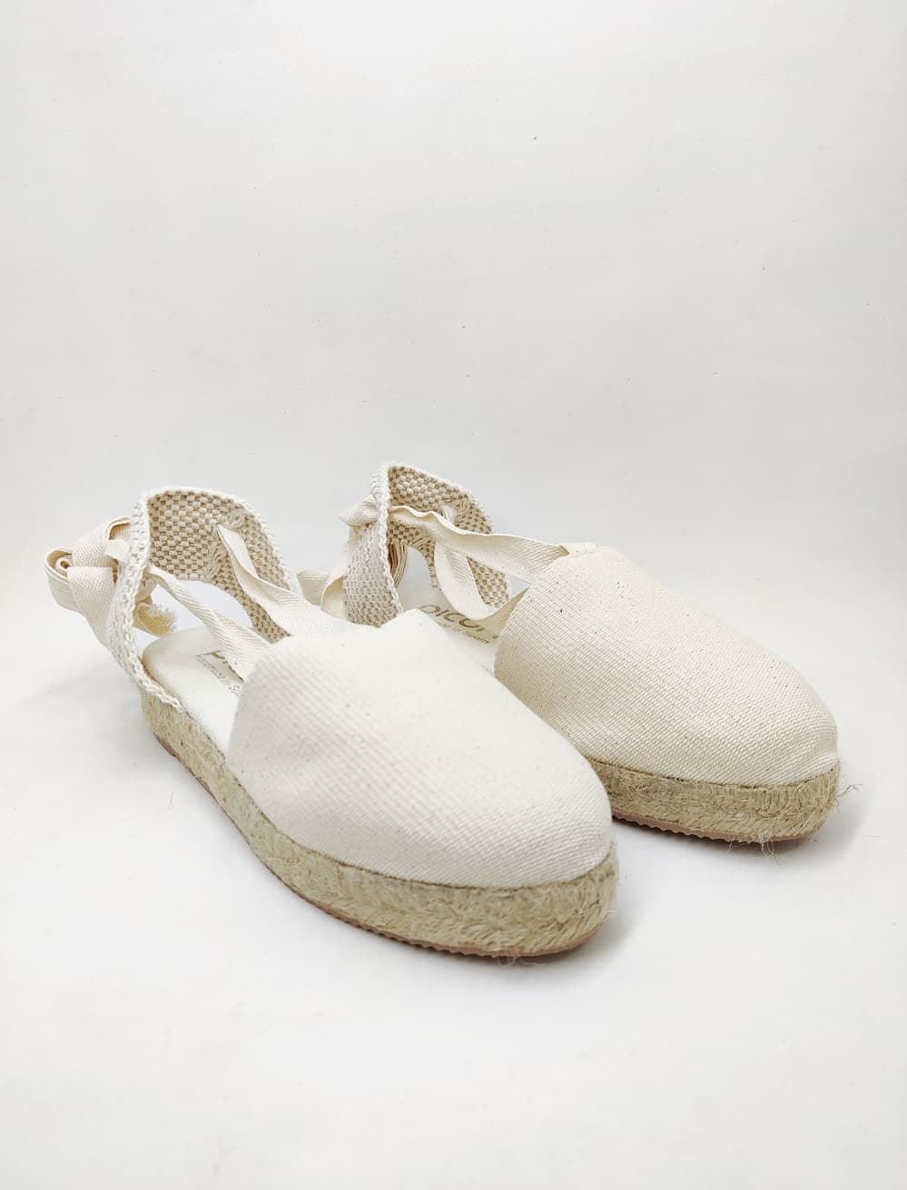 Beige wedge espadrilles with ribbons for girls and women - Image 1