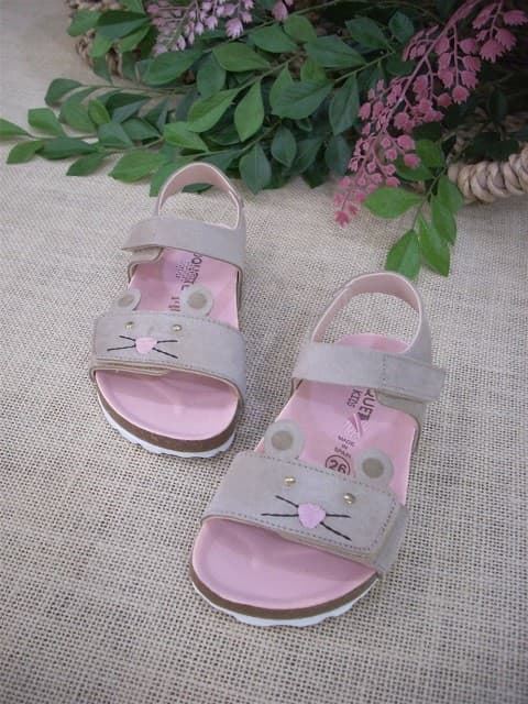 Bio sandal for girl Taupe Mustaches skin - Image 2
