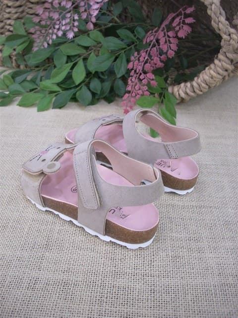 Bio sandal for girl Taupe Mustaches skin - Image 3