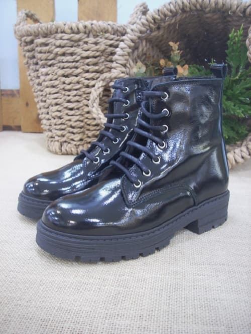 Black Patent Leather Biker Boot for girls - Image 1