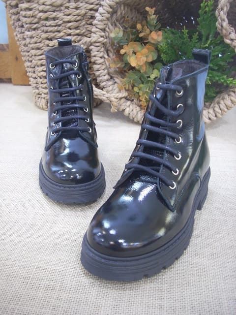 Black Patent Leather Biker Boot for girls - Image 2
