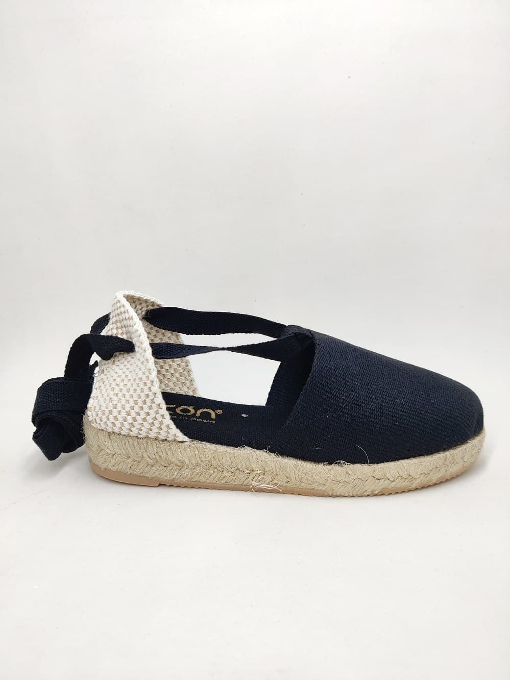 Black wedge espadrilles with ribbons for girls and women - Image 1