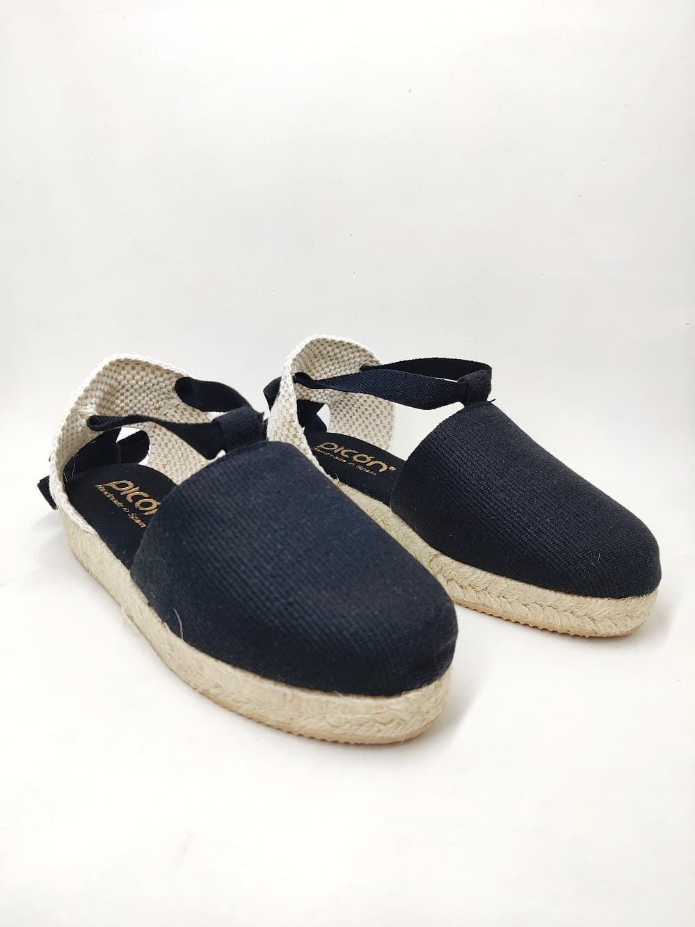 Black wedge espadrilles with ribbons for girls and women - Image 2