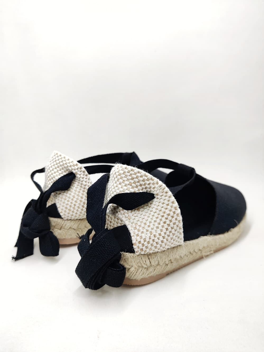 Black wedge espadrilles with ribbons for girls and women - Image 5