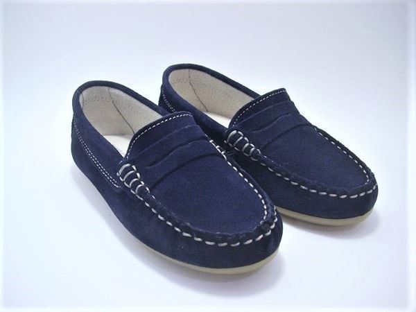 Boy's Moccasin Sweets Navy Split - Image 1