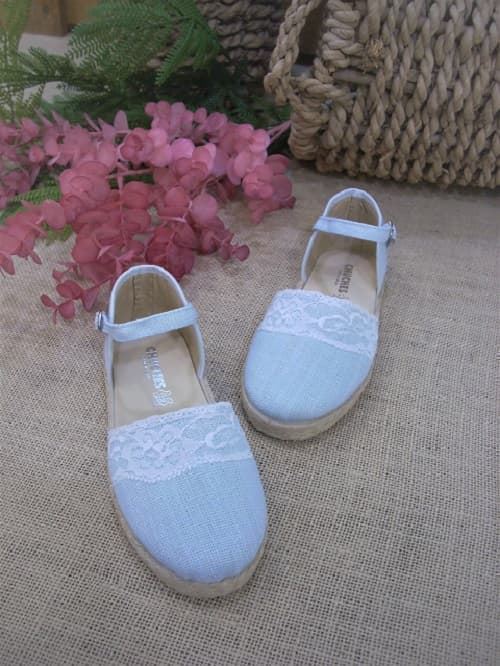 Chuches Espadrilles for girls in Sky Linen - Image 1