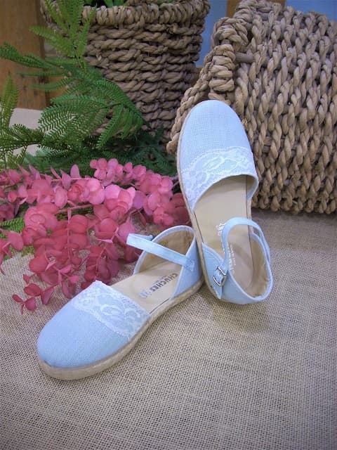 Chuches Espadrilles for girls in Sky Linen - Image 2