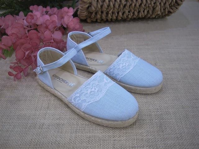 Chuches Espadrilles for girls in Sky Linen - Image 3