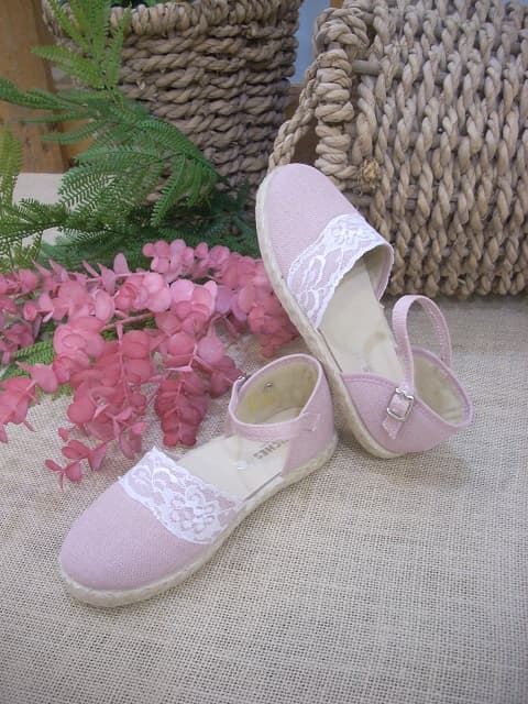 Chuches Espadrilles for girls Pale Pink Linen - Image 2