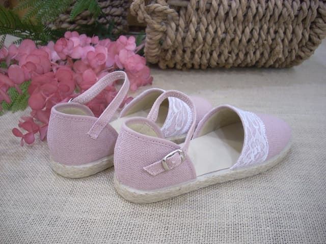 Chuches Espadrilles for girls Pale Pink Linen - Image 4