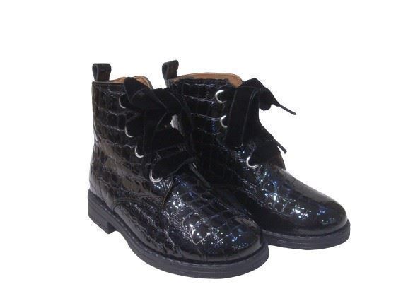 Confetti Girl's Boot Patent Leather Croco Black - Image 2