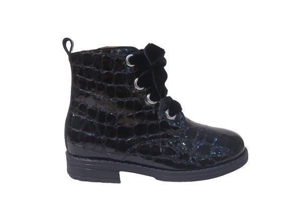 Confetti Girl's Boot Patent Leather Croco Black - Image 3