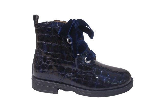 Confetti Girl's Boot Patent Leather Croco Navy Blue - Image 3