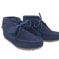 Confetti Navy Blue Fringed Ankle Boot - Image 1