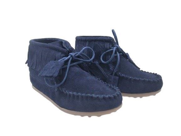 Confetti Navy Blue Fringed Ankle Boot - Image 3