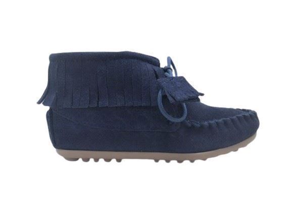 Confetti Navy Blue Fringed Ankle Boot - Image 3