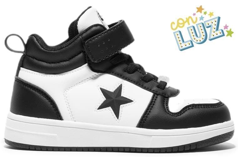 Conguitos Unisex High-top Sneakers with Lights Black-White Star - Image 1