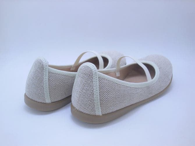 Eli Girl's Natural Linen Ballerina - Image 2