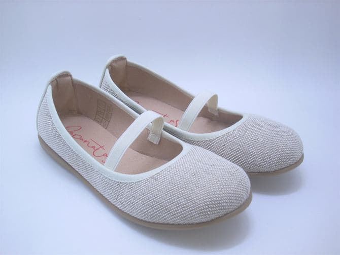 Eli Girl's Natural Linen Ballerina - Image 3