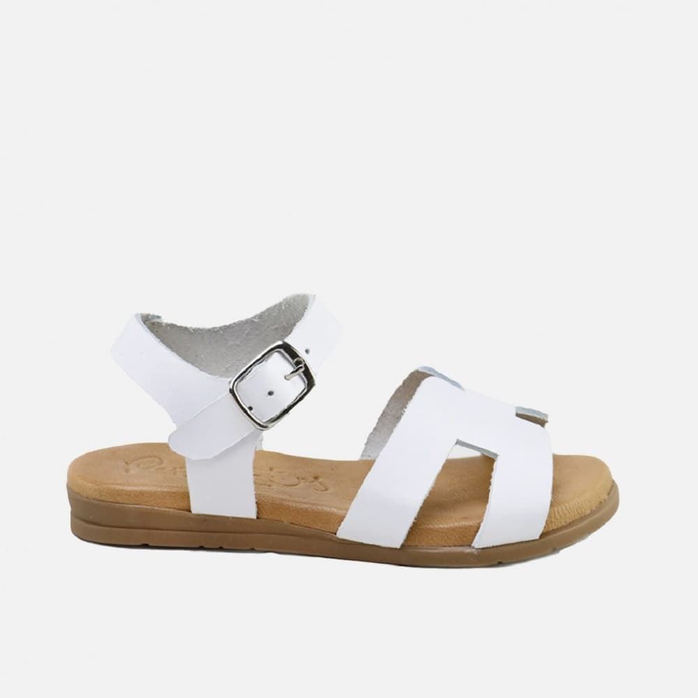 Eli Papanatas White Cowhide Leather Sandals for Girls - Image 1