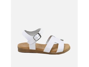 Eli Papanatas White Cowhide Leather Sandals for Girls - Image 1