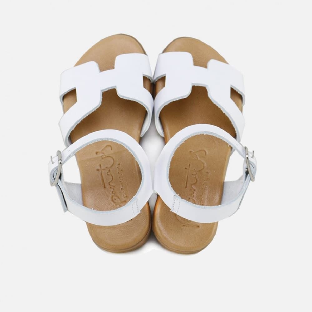 Eli Papanatas White Cowhide Leather Sandals for Girls - Image 2