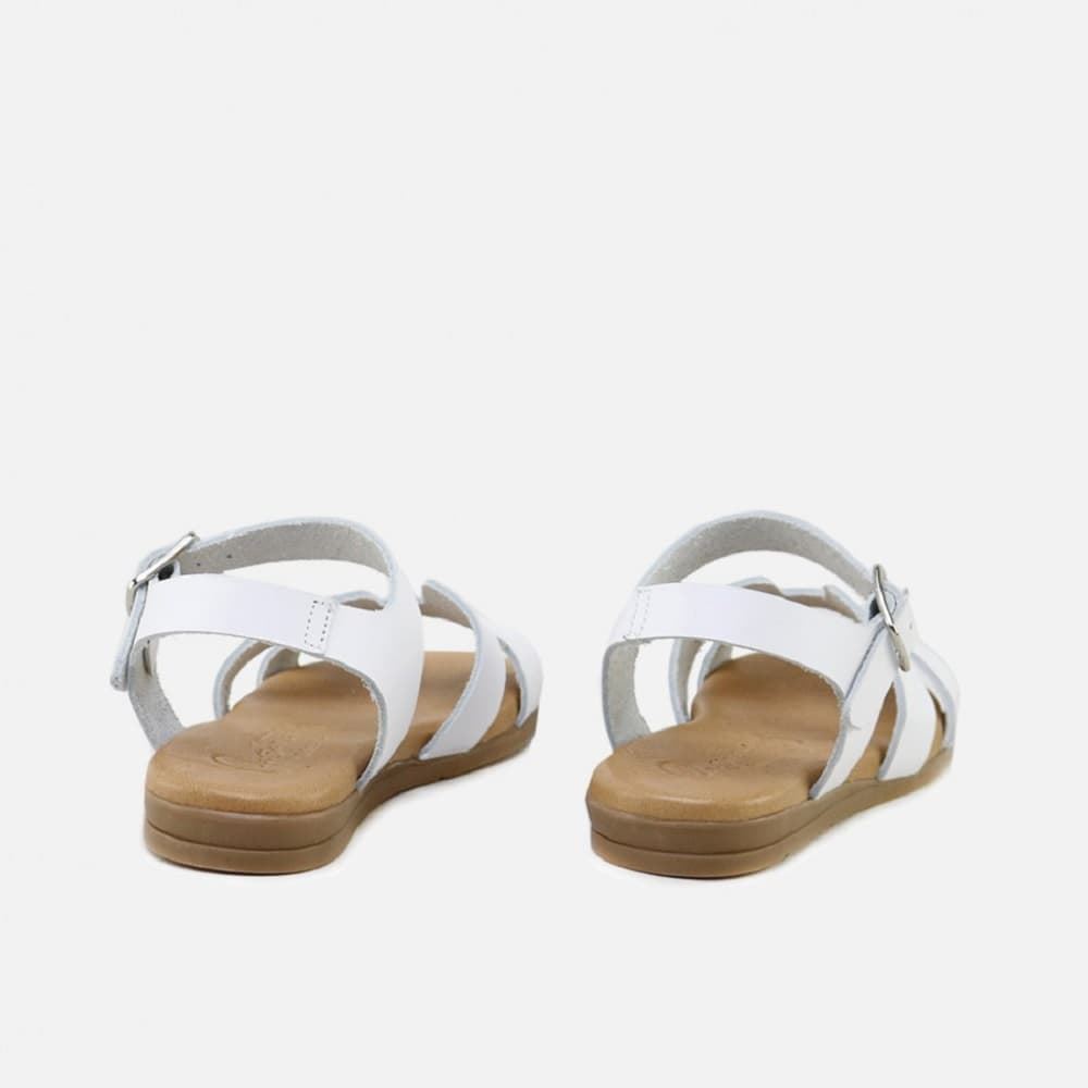 Eli Papanatas White Cowhide Leather Sandals for Girls - Image 4