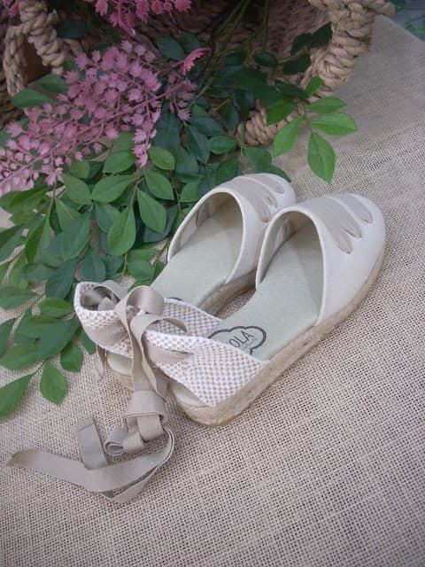 Espadrille with Ribbons for girl Beige-Taupe - Image 3