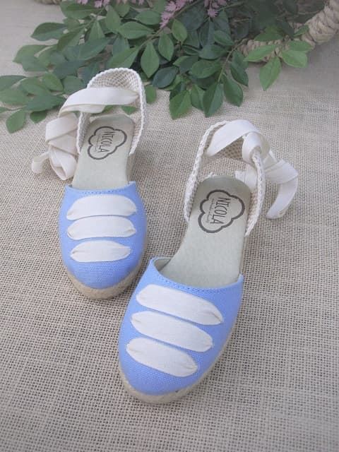 Espadrille with Ribbons for girl Blue Stewardess - Image 1