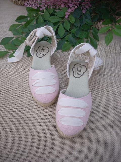 Espadrille with Ribbons for girl Pink - Image 1