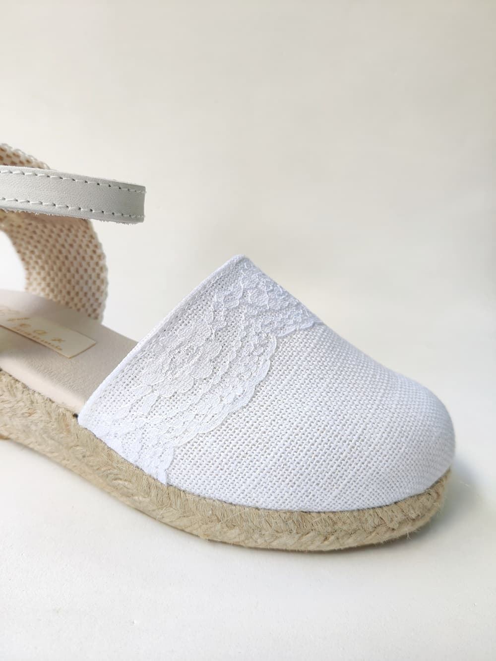 Espadrilles with wedge for girls in White Linen - Image 2