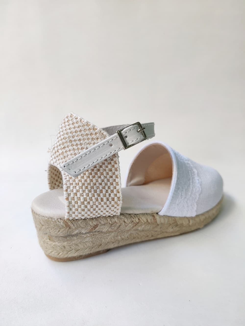 Espadrilles with wedge for girls in White Linen - Image 4