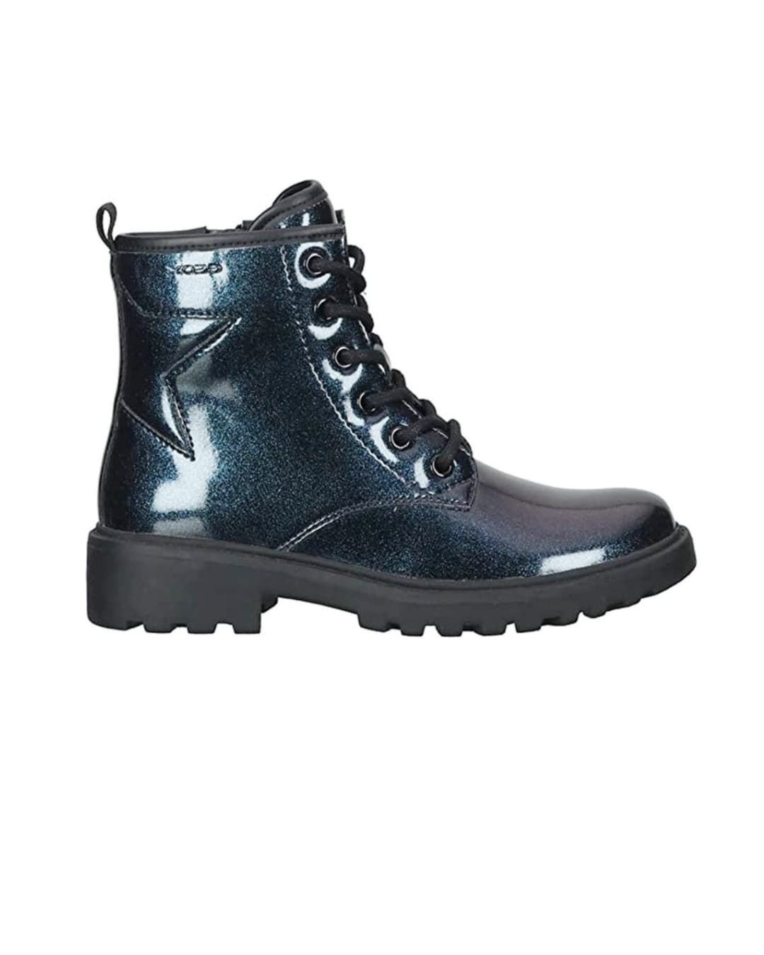 Geox Girls Boots Casey Patent Leather Metallic Blue - Image 1