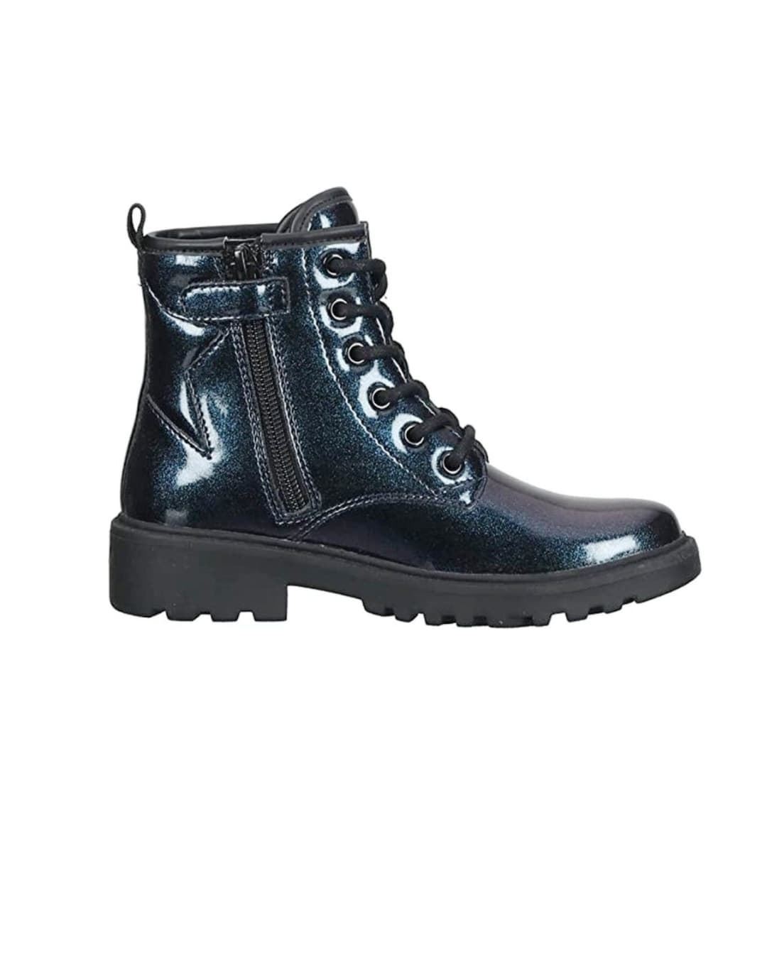 Geox Girls Boots Casey Patent Leather Metallic Blue - Image 2