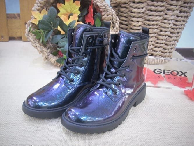 Geox Girls Boots Casey Patent Leather Metallic Blue - Image 6