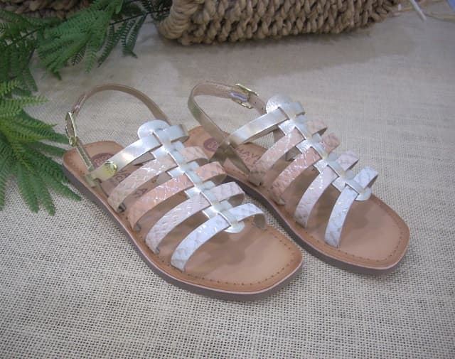 Gioseppo Girl's Gold Multicolor Leather Sandals - Image 3