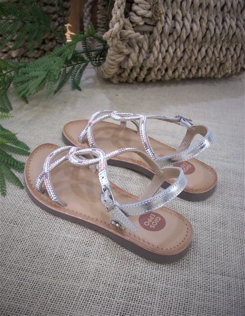 Gioseppo Girl's leather sandals Silver Deland - Image 4