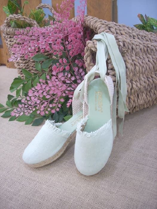 Girl's Salvia Linen espadrille with ribbons - Image 1