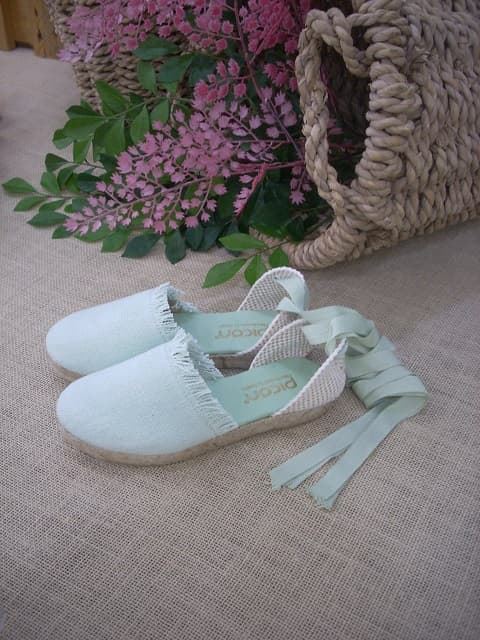 Girl's Salvia Linen espadrille with ribbons - Image 2