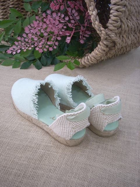 Girl's Salvia Linen espadrille with ribbons - Image 3